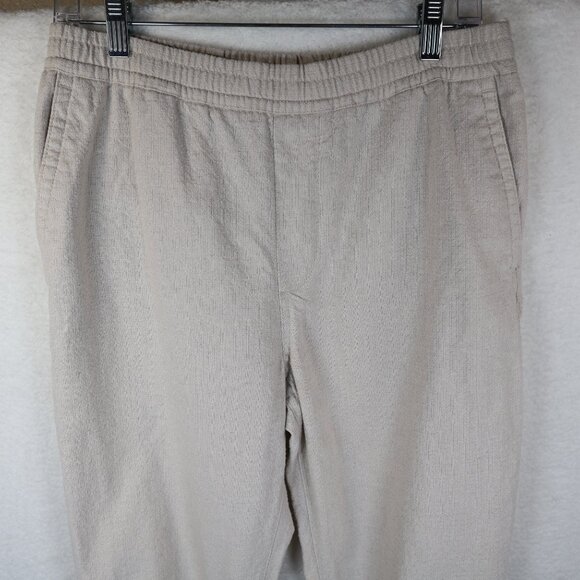 ZARA Linen Blend Joggers Pants High Rise Size Medium Pockets Elastic Drawstring - Picture 2 of 7